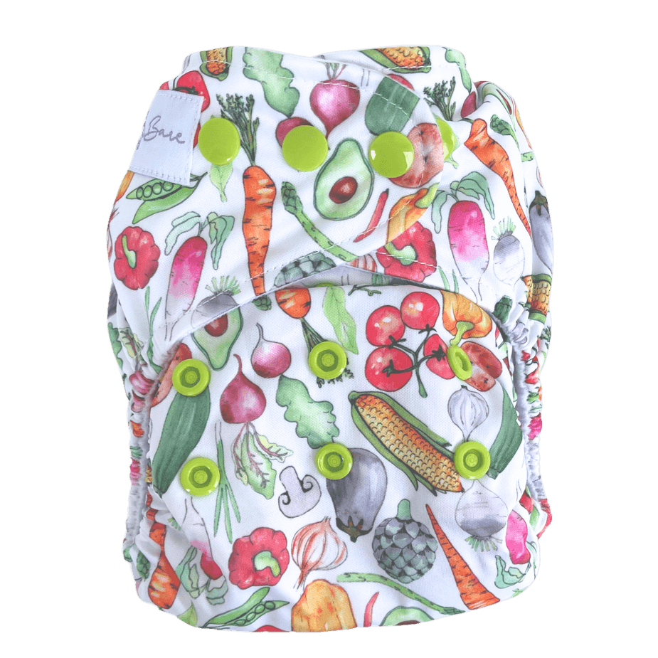 Cloth nappy with vege print