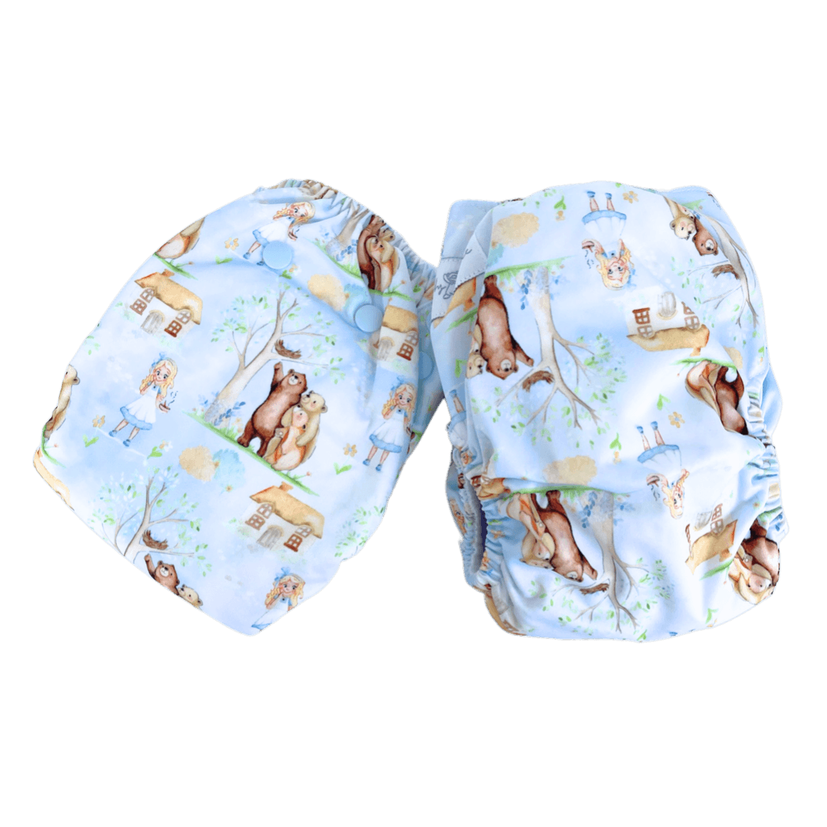 Teddy Bare Side Snap - Story Book - Baby Bare Cloth Nappies