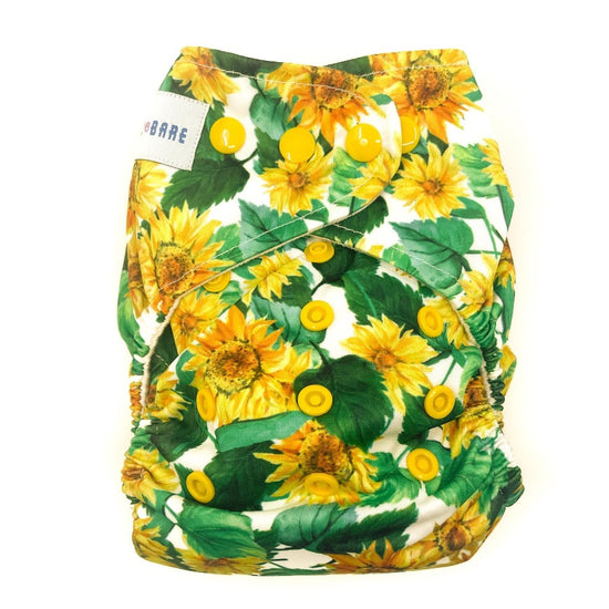 Cloth nappy with sunflower print