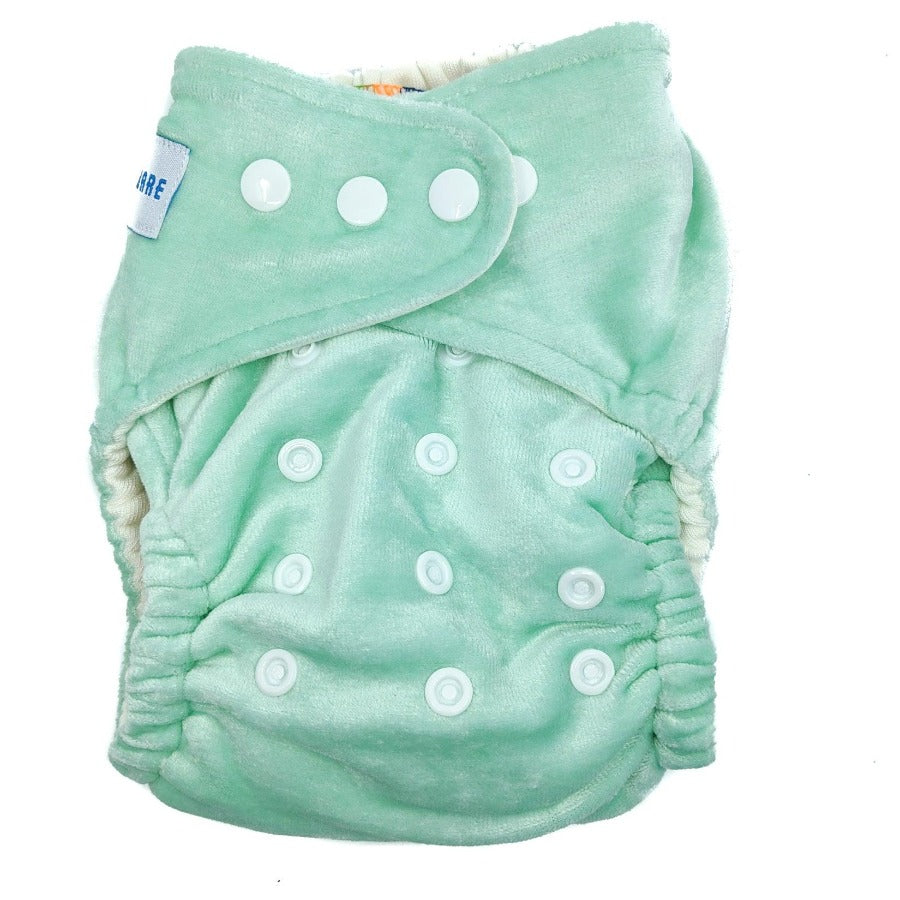 Mint green velour cloth nappy.