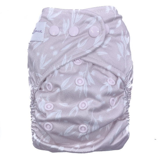 Cloth nappy with pink blossom print