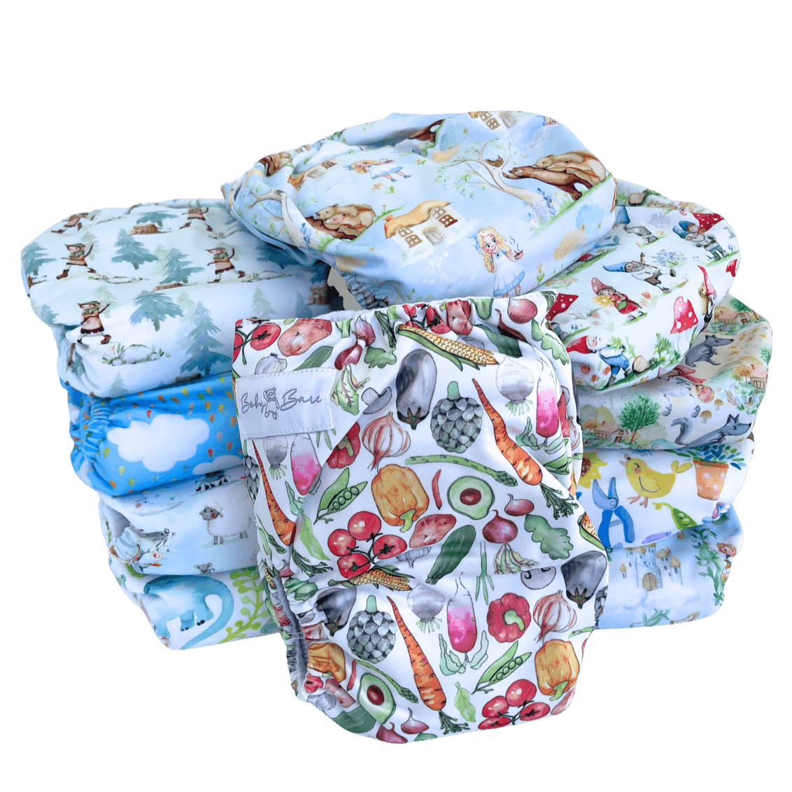 Teddy Bare Side Snap - Story Book - Baby Bare Cloth Nappies