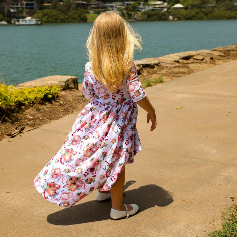 Little girl wearing floral dress