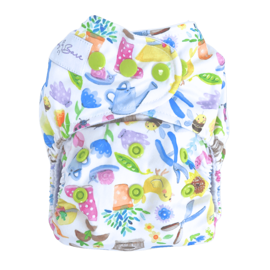Cloth nappy with garden print