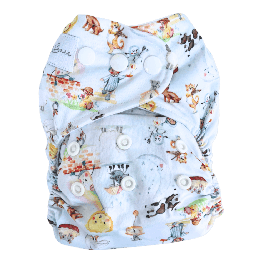 
                  
                    Nappy with mother goose fabric
                  
                