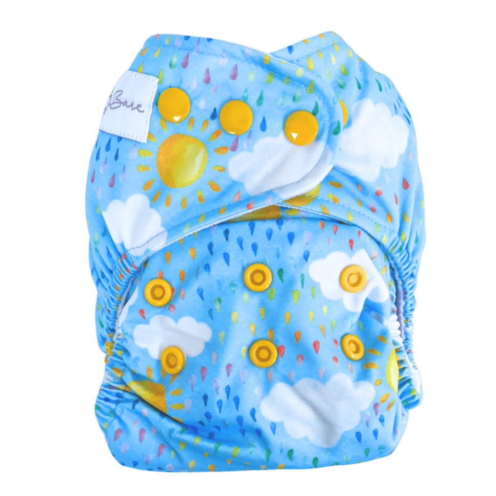 
                  
                    Cloth nappy with rain cloud print
                  
                