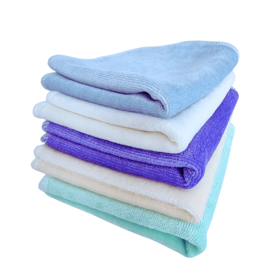 
                  
                    Pile of different coloured cloth wipes piled up.
                  
                