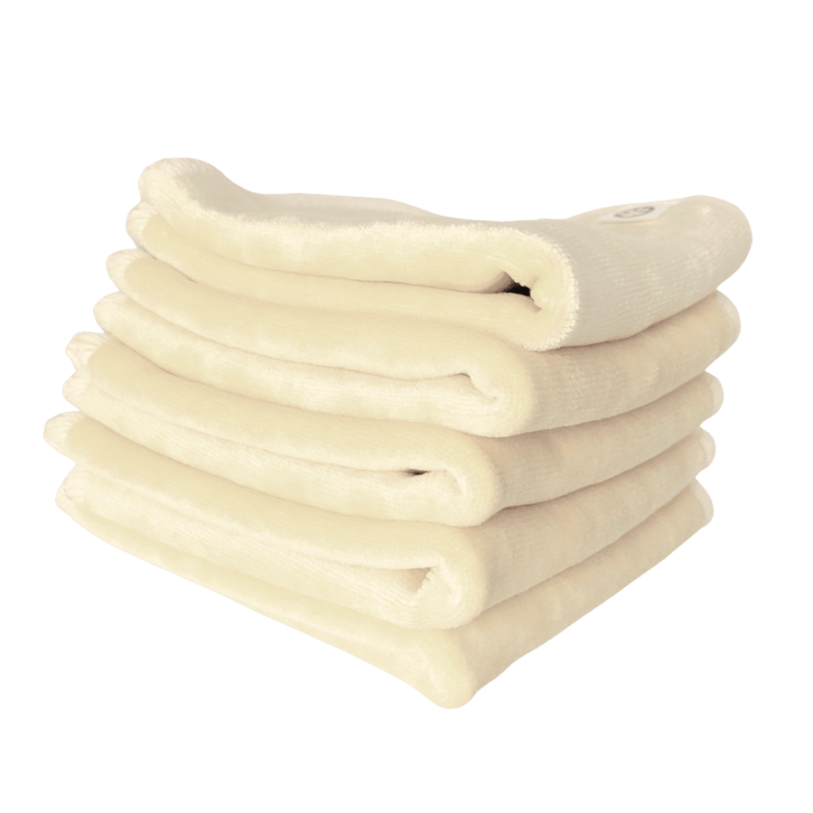 Pile of custard coloured cloth wipes