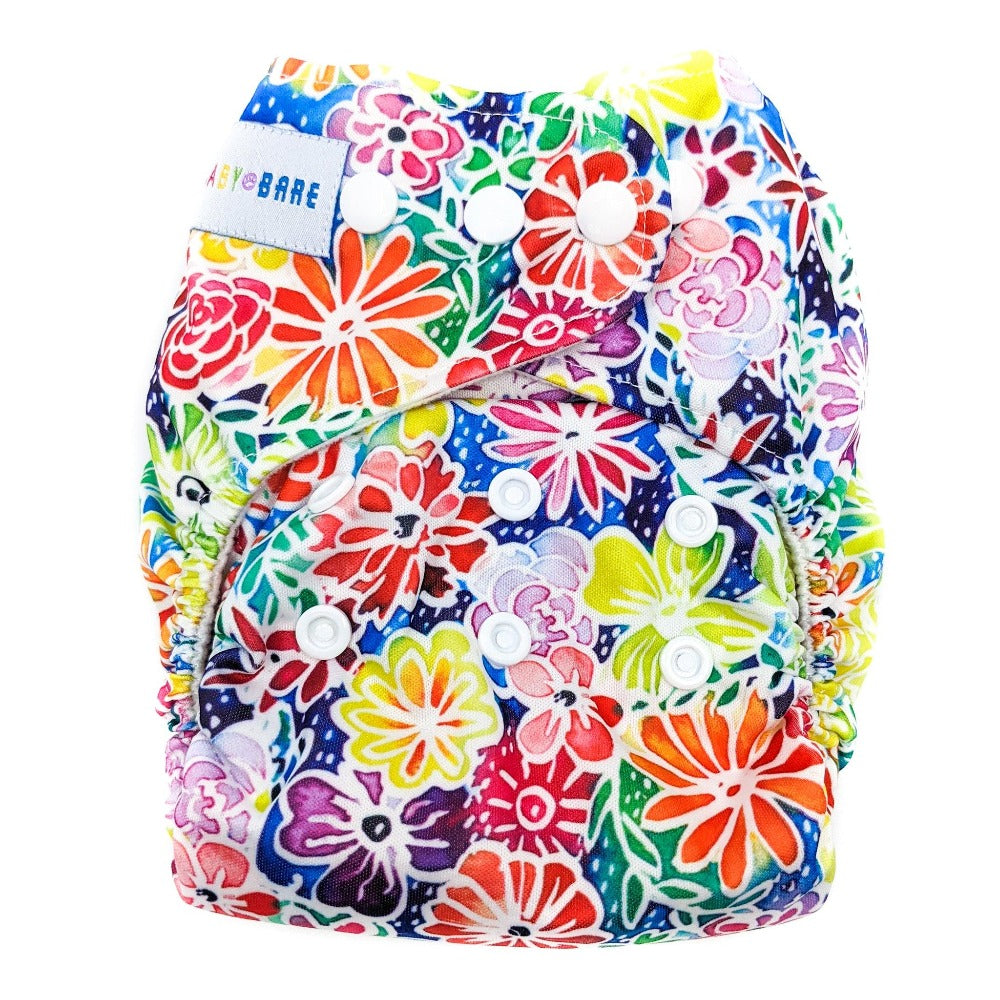 Load image into Gallery viewer, Rainbow floral print cloth nappy
