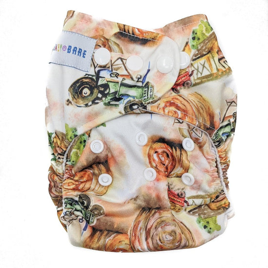 Cloth nappy with tractor print