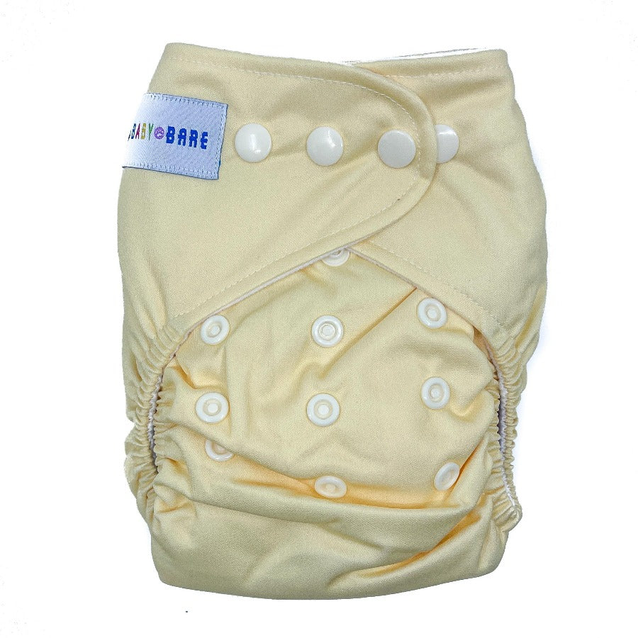 Load image into Gallery viewer, Lemon coloured cloth nappy product shot
