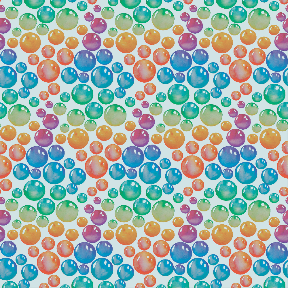 Fabric swatch with rainbow bubbles