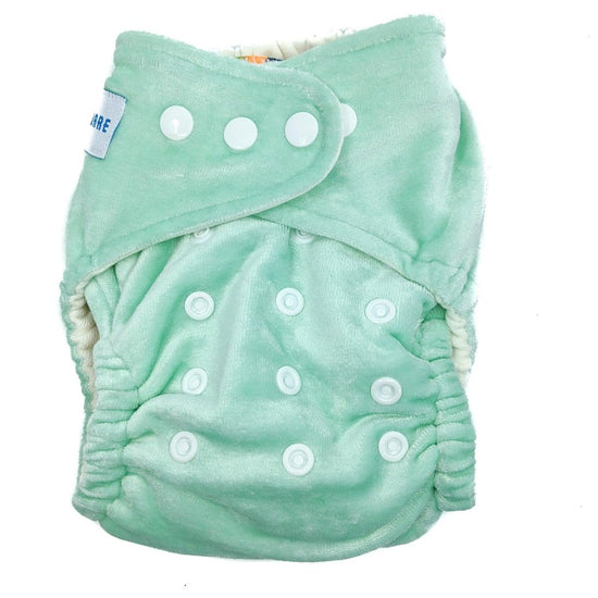 Load image into Gallery viewer, Mint green velour cloth nappy. 
