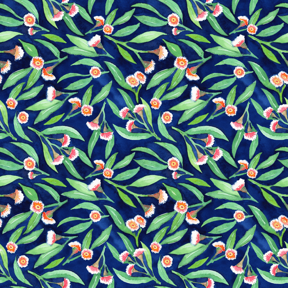
                  
                    Fabric swatch with gumnut print
                  
                