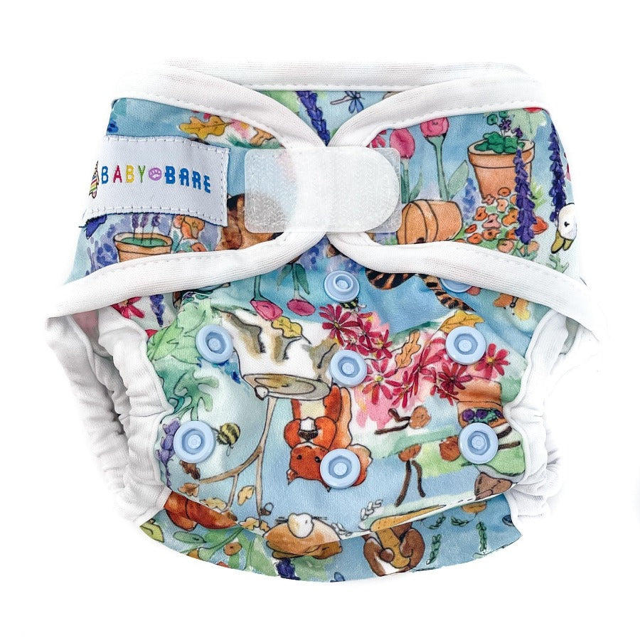 Velcro cover with garden themed character and images