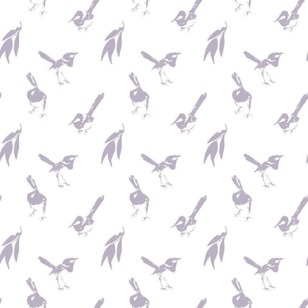 
                  
                    Purple birds print swatch with white background
                  
                