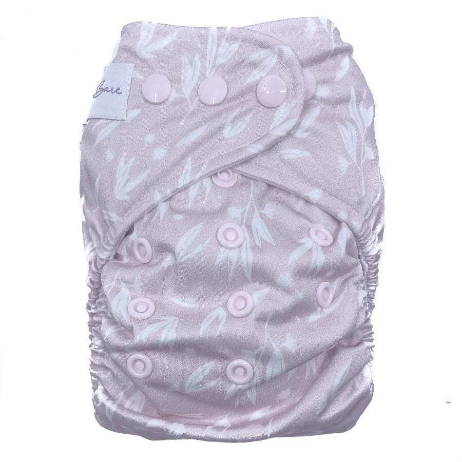 Cloth nappy with pink blossoms