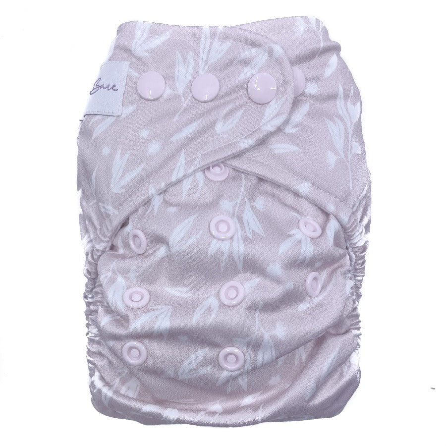 
                  
                    Cloth nappy with pink blossom print
                  
                