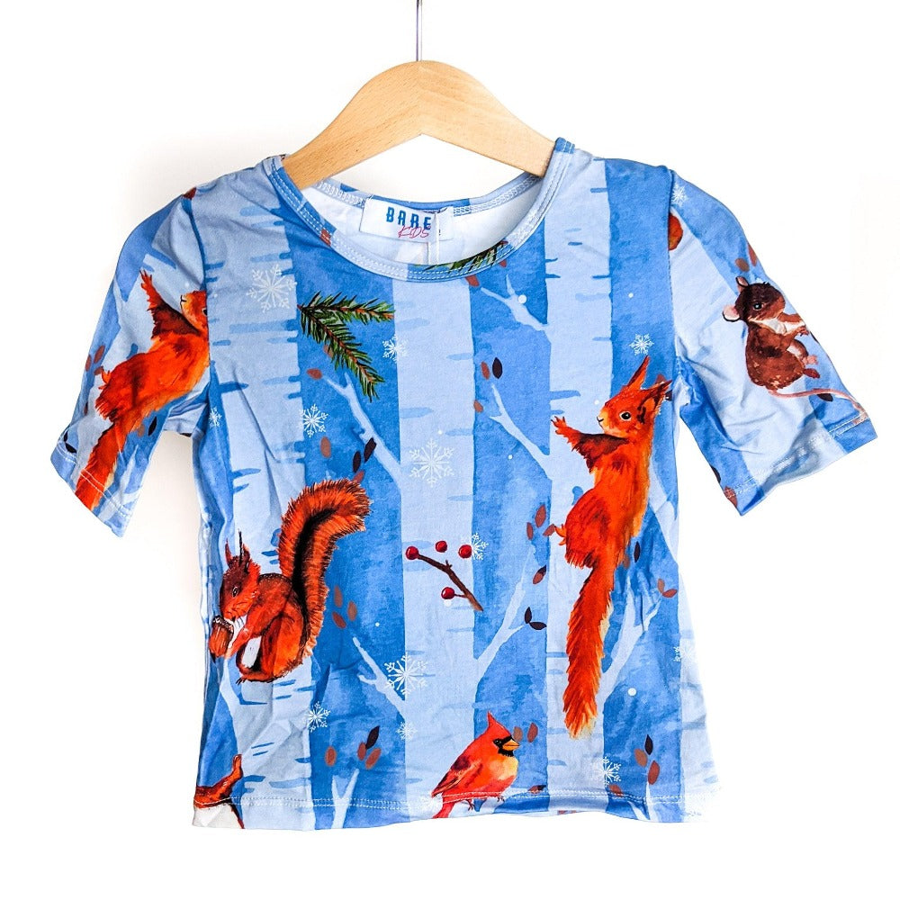 
                  
                    T-shirt with squirels hanging on hanger
                  
                