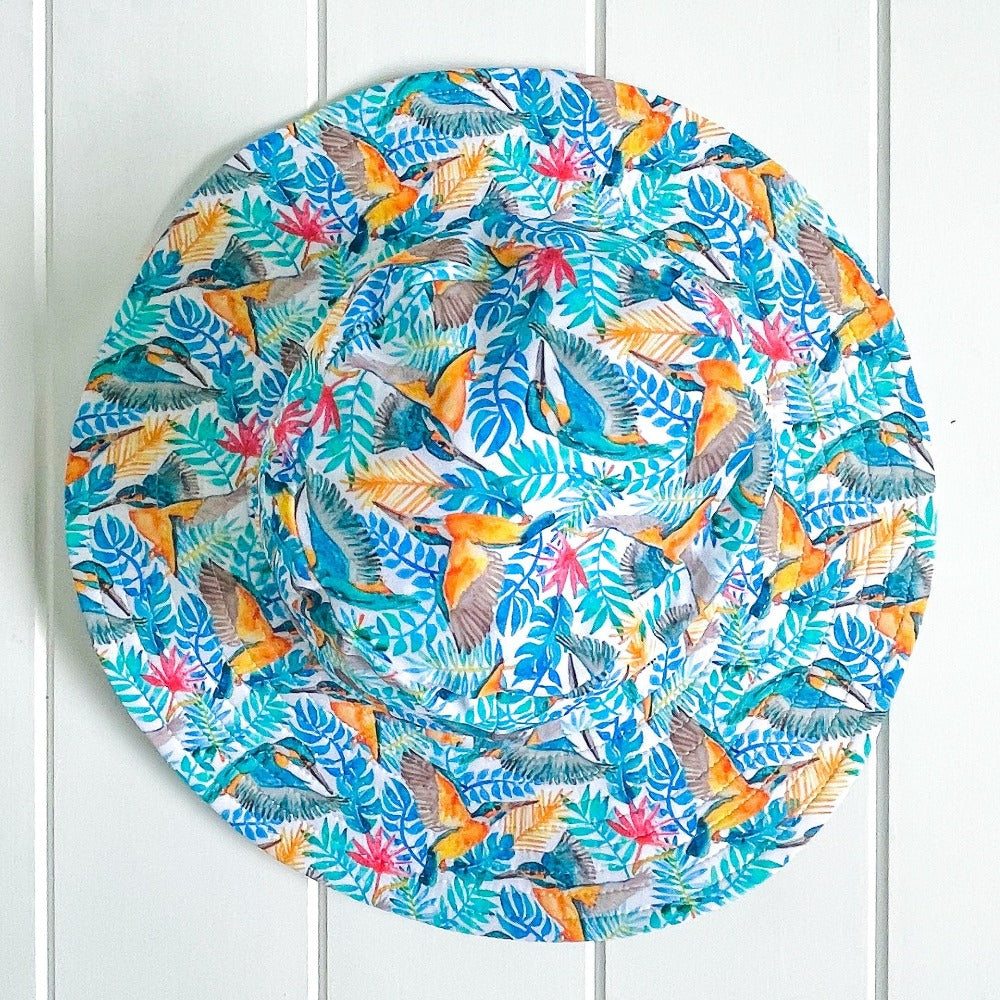 
                  
                    Hat with kingfisher bird print
                  
                