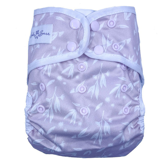 Pink floral cloth nappy cover. 